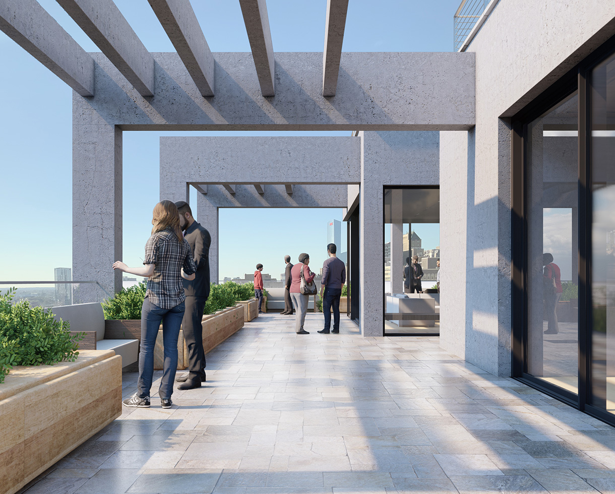 rendering of the outdoor terrace