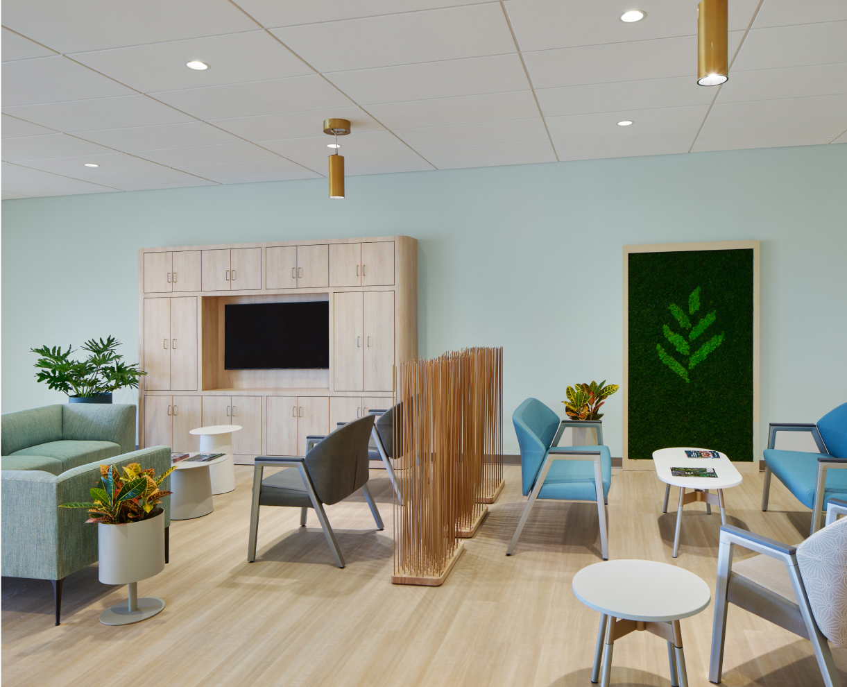 Sage Health Lobby with sitting area and tv