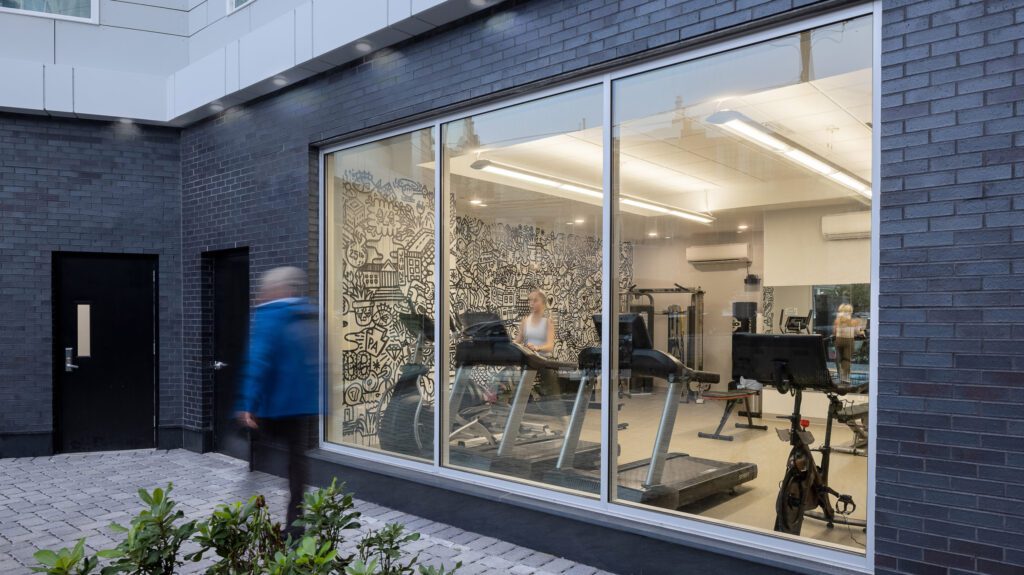 2110 E Norris street building gym view through the window