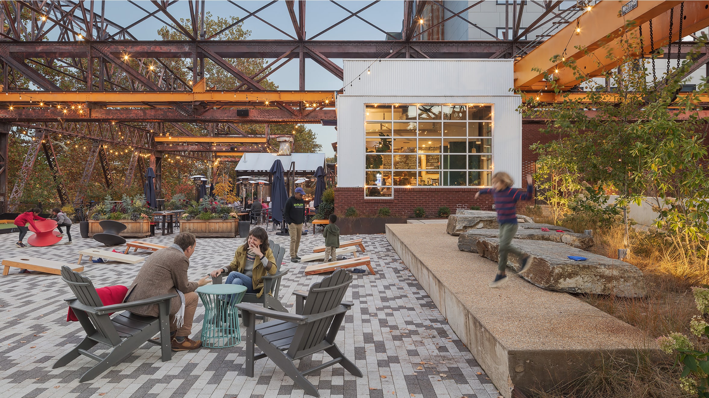 Pencoyd outside patio with people are spending time together and kids are playing