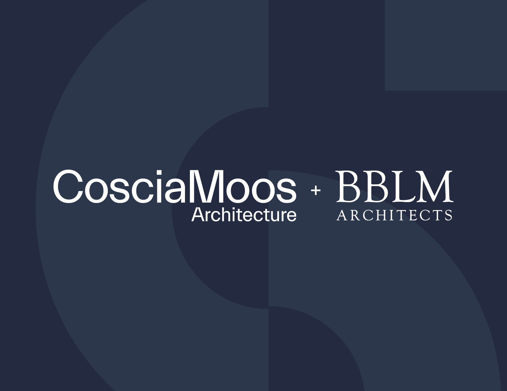 a graphic showcasing the logos of CosciaMoos Architecture and BBLM Architects