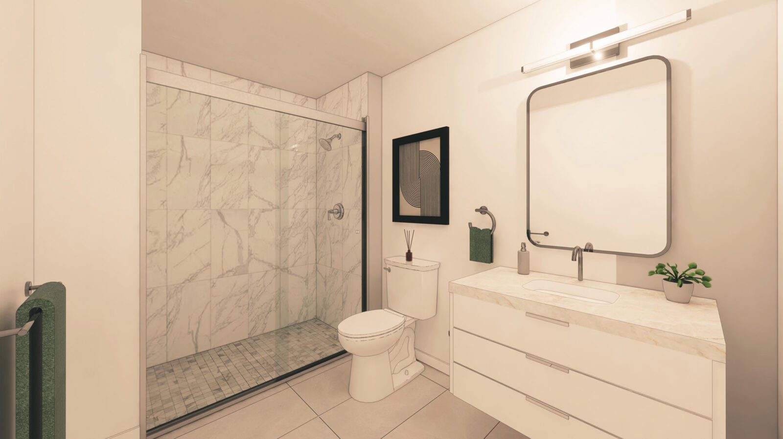rendering of a bathroom in the Muse