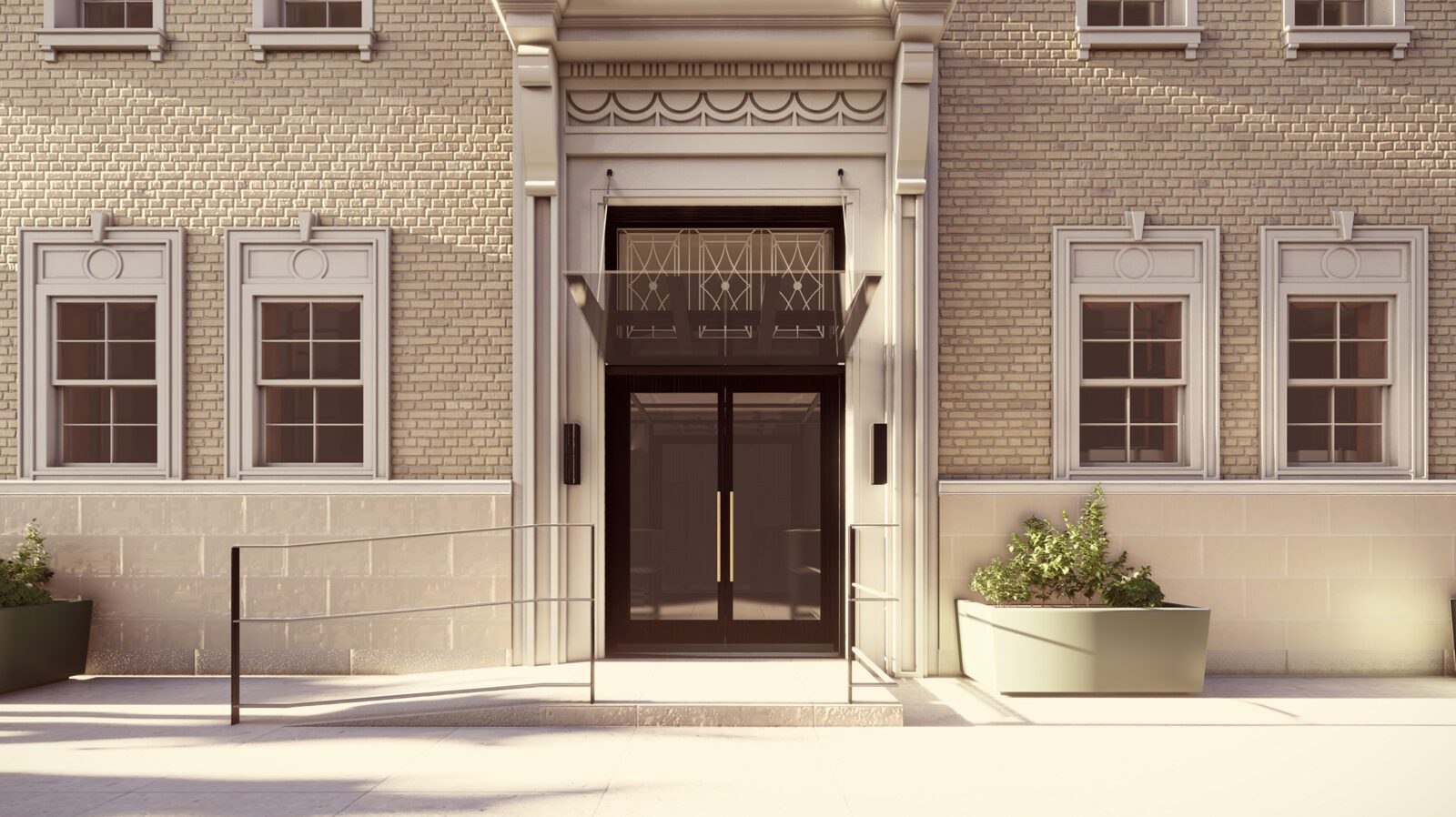 rendering of the Muse's new exterior canopy, along with a new accessible entry ramp