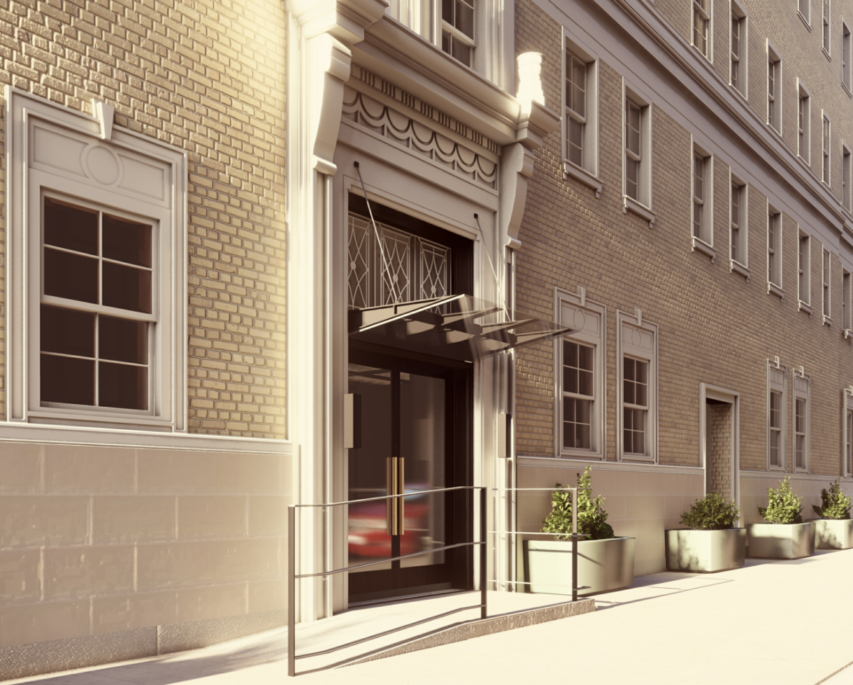 rendering of the Muse's new exterior canopy, along with a new accessible entry ramp